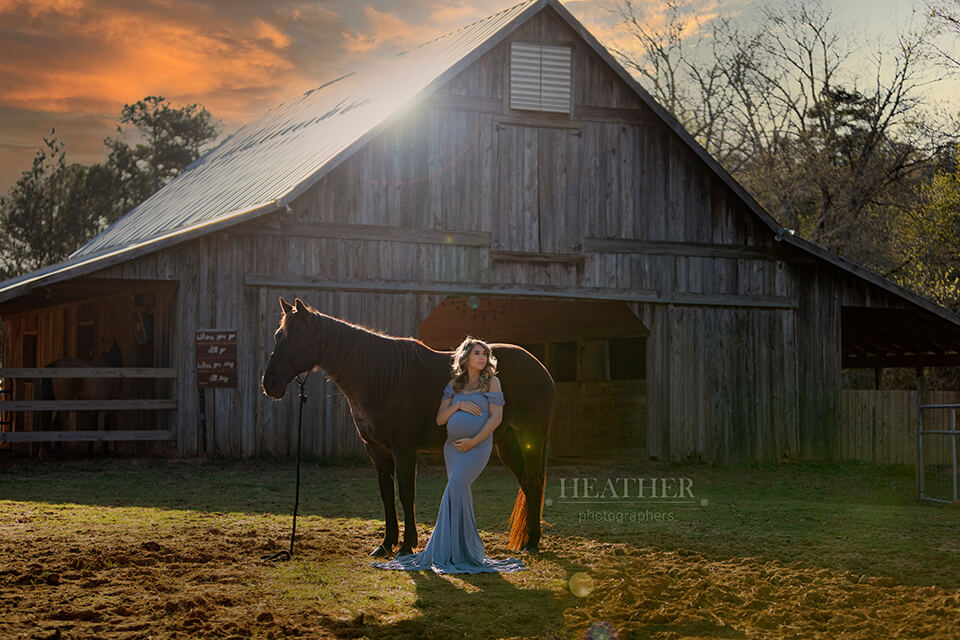 Pregnant Mom at WarAngel Farms with Horse