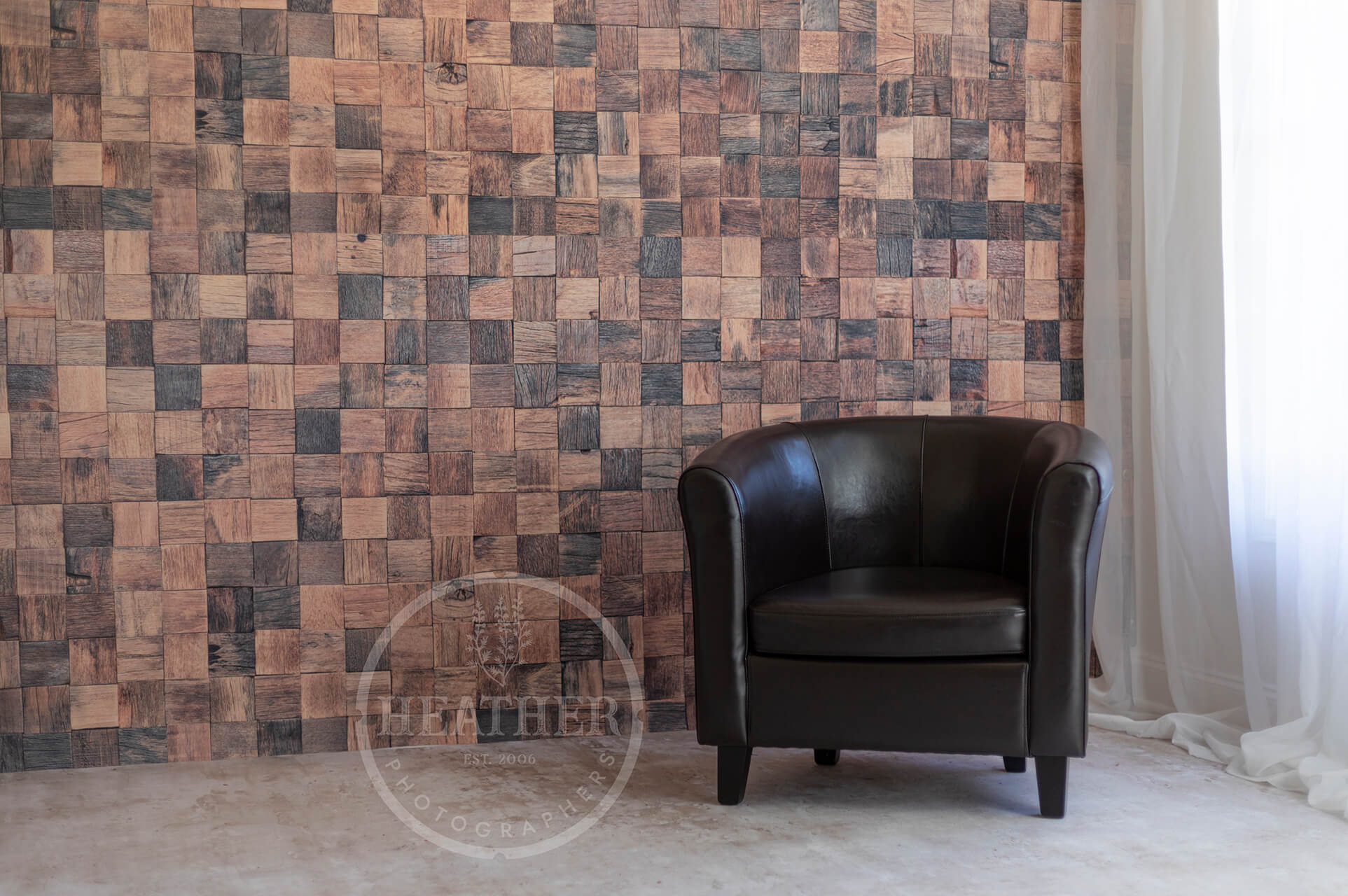Introduce a touch of warmth and texture with a wood block backdrop